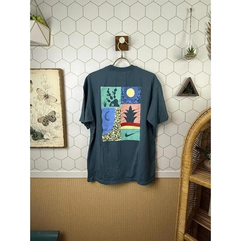 Nike Men's Nike Blue Loose Alphabet Logo Geometry Pattern Tee - Size - Medium - Picture 3 of 6